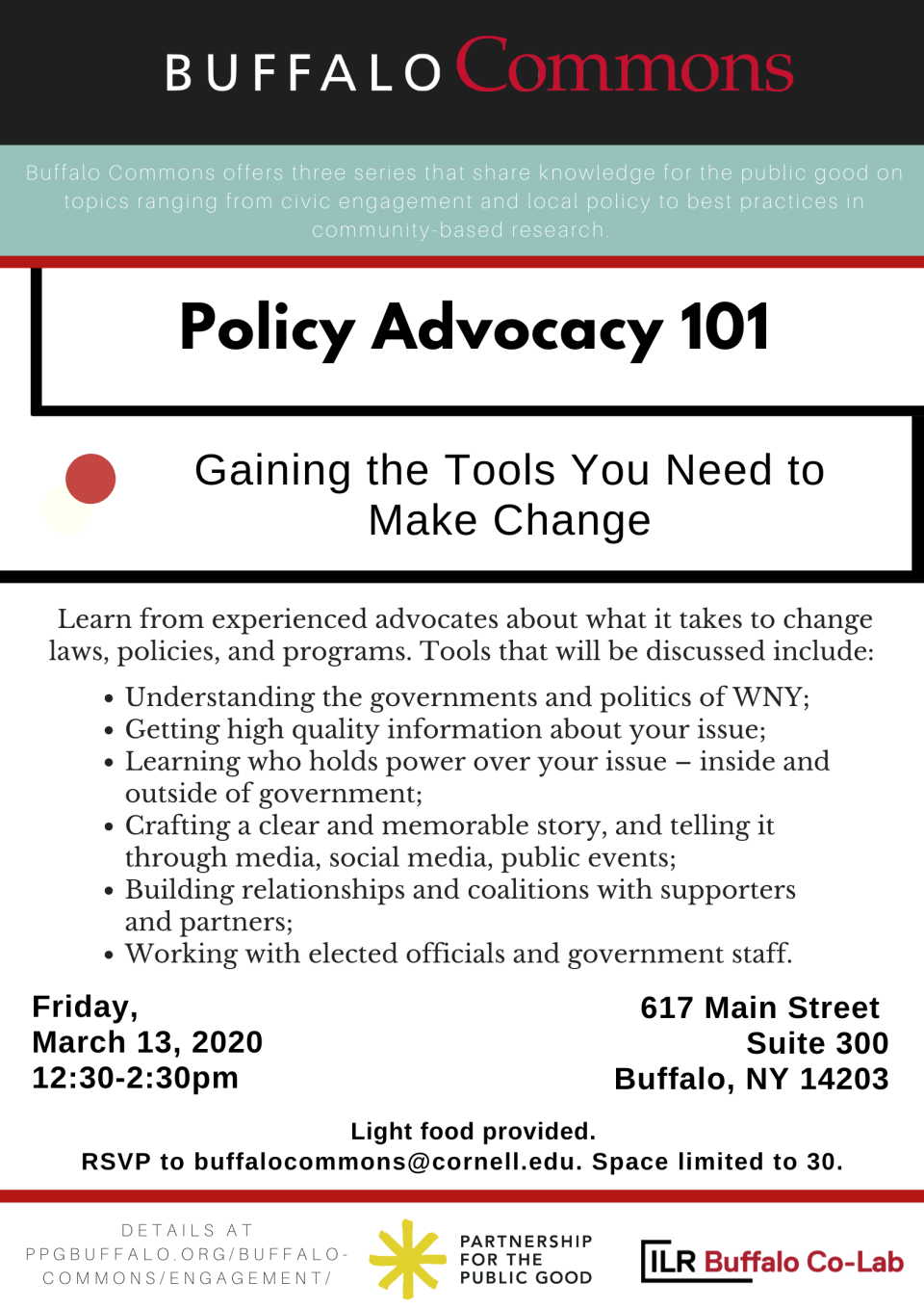 Buffalo Commons Workshop: Policy Advocacy 101