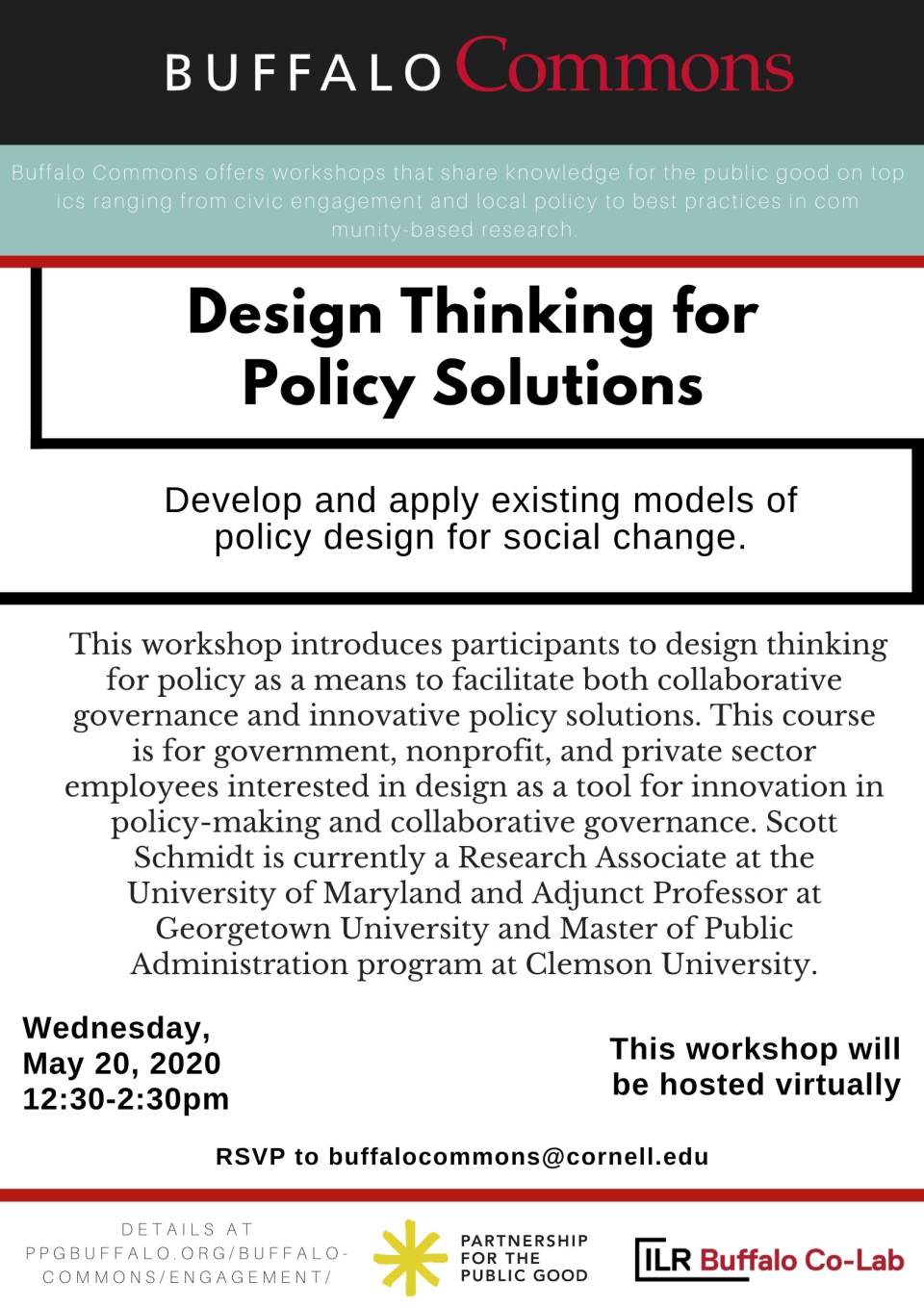 Buffalo Commons Virtual Workshop: Design Thinking for Policy Solutions